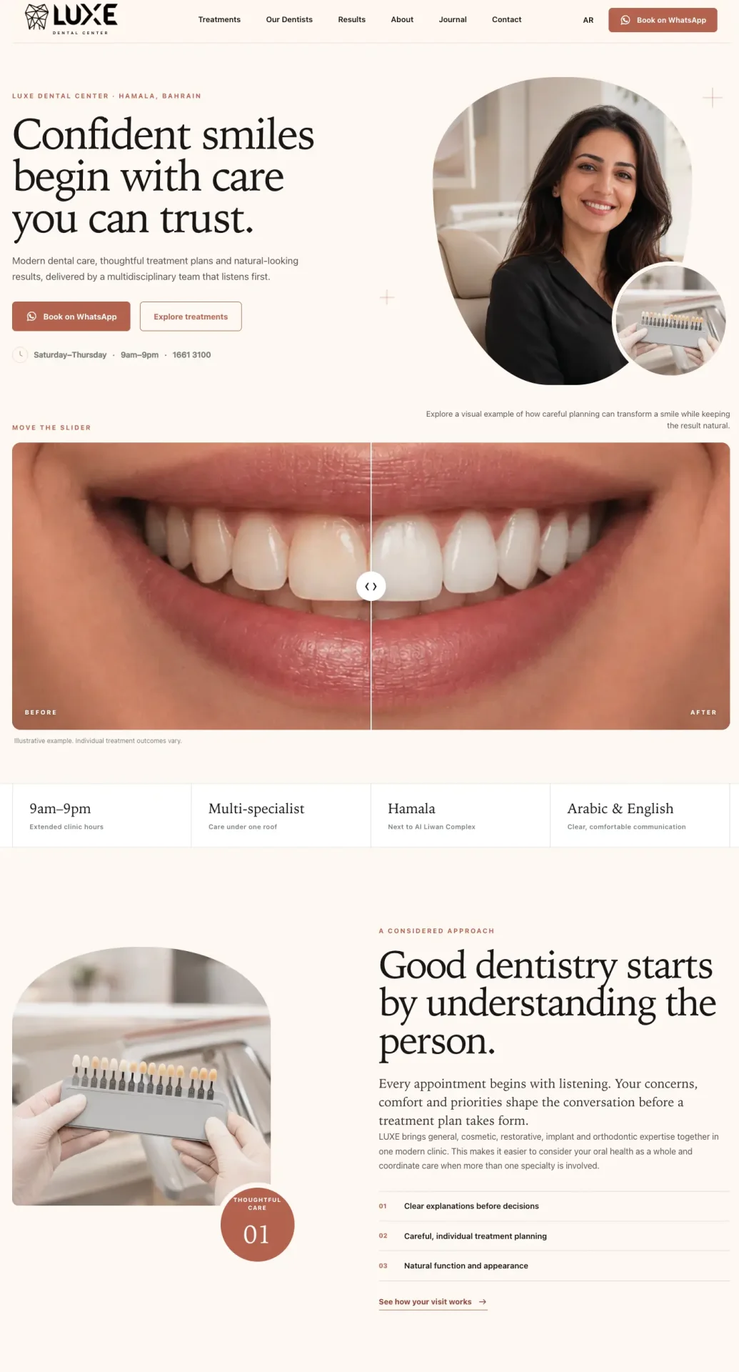 English dental clinic website design concept for Bahrain