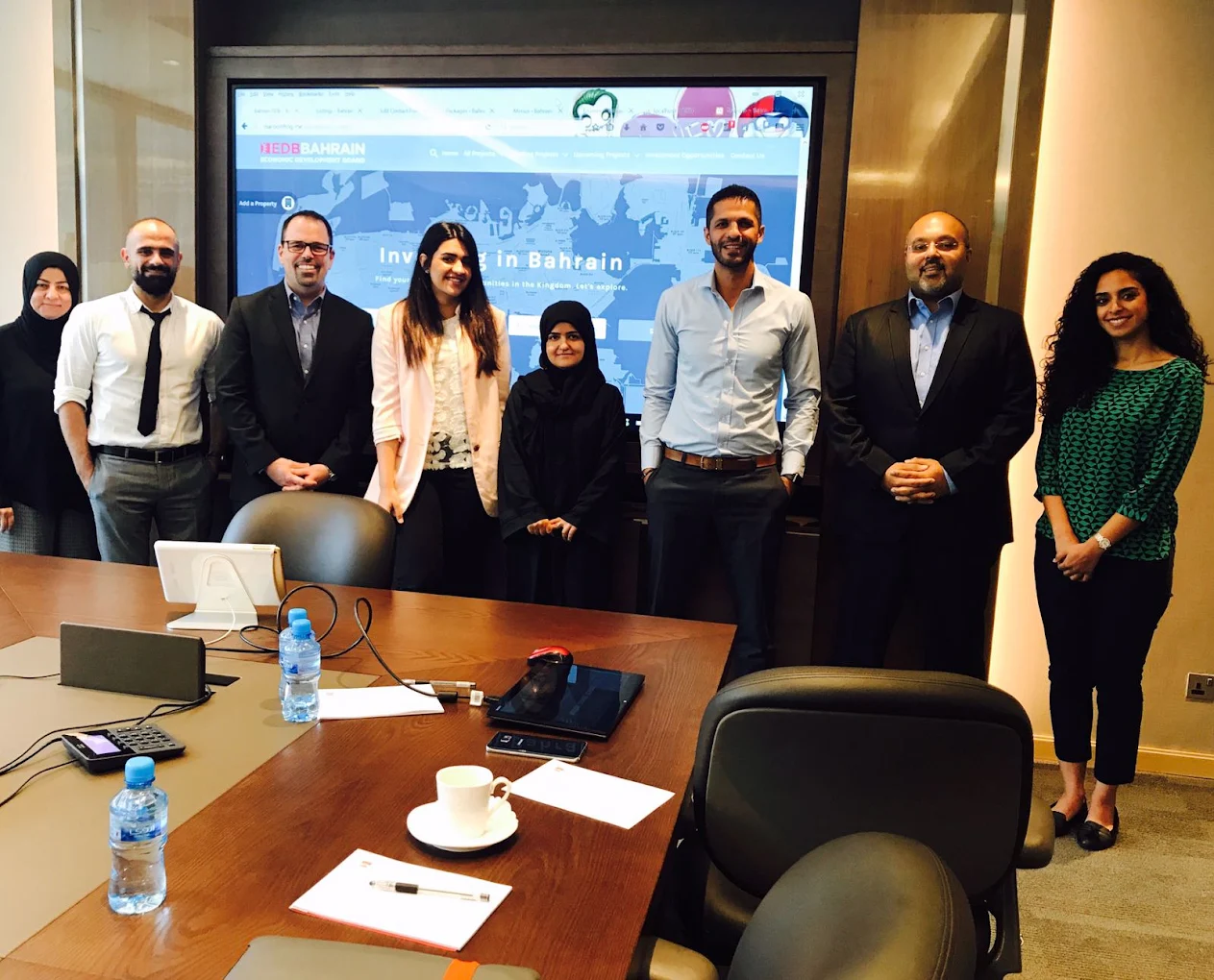 Maroon Frog meeting with a website design client in Bahrain - Bahrain Economic Development Board.